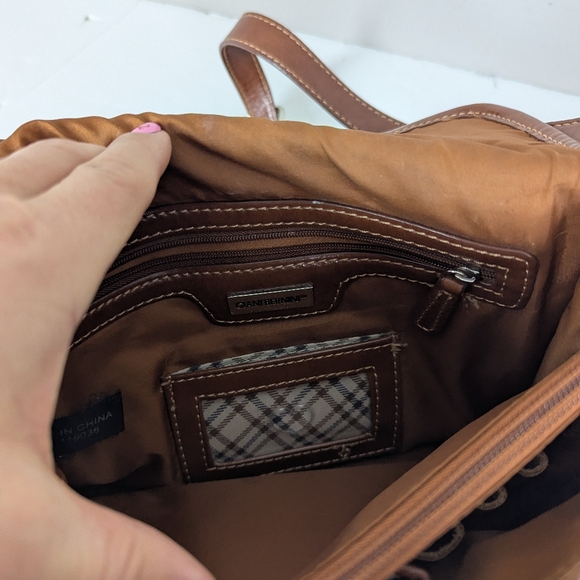 Giani Bernini Italian Leather Brown Satchel Crossbody Bag Multi Compartment - Picture 11 of 11